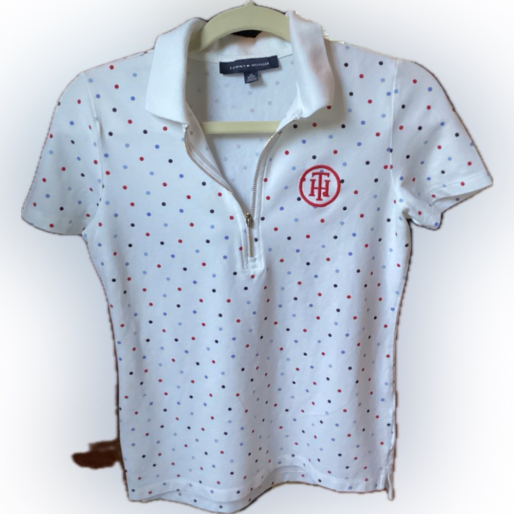 Tommy Hilfiger zip front polo top short sleeve. size XS NWOT skirt sold separate